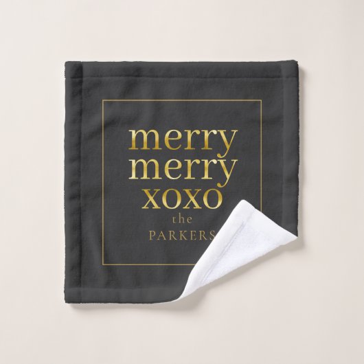 Zwart Goud Kerstmis Merry Pattern#21 ID1009 Bad Handdoek (Wasdoekje)