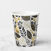 Zwart Goud Kerstmis Merry Pattern#21 ID1009 Papieren Bekers (Achterkant)