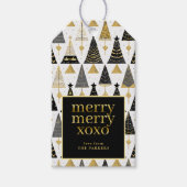 Zwart Goud Kerstmis Merry Pattern#25 ID1009 Cadeaulabel (Voorkant)