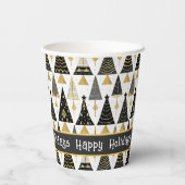 Zwart Goud Kerstmis Merry Pattern#25 ID1009 Papieren Bekers (Achterkant)