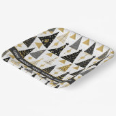 Zwart Goud Kerstmis Merry Pattern#25 ID1009 Papieren Bordje (Gebogen)