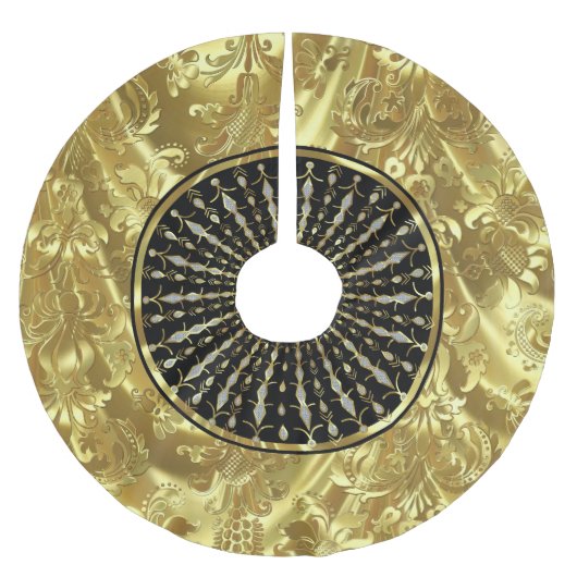 Zwart & Goud Kerstmis Sneeuwvlok Kerstboom Rok (Voorkant)