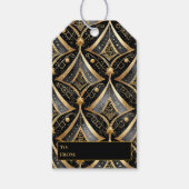 Zwart Goud Kerstmispatroon#15 ID1009 Cadeaulabel (Voorkant)