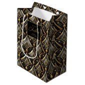 Zwart Goud Kerstmispatroon#15 ID1009 Verpakking Medium Cadeauzakje (Voorkant Gekanteld)