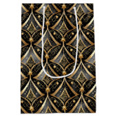 Zwart Goud Kerstmispatroon#15 ID1009 Verpakking Medium Cadeauzakje (Achterkant)
