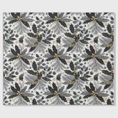 Zwart Goud Kerstmispatroon#17 ID1009 Cadeaupapier (Vlak)