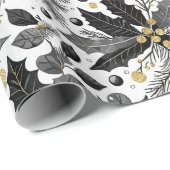 Zwart Goud Kerstmispatroon#17 ID1009 Cadeaupapier (Rol Hoek)