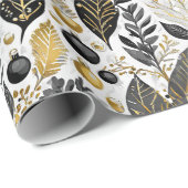 Zwart Goud Kerstmispatroon#21 ID1009 Cadeaupapier (Rol Hoek)