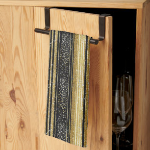 Zwart Goud Kerstmispatroon#28 ID1009 Theedoek