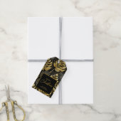 Zwart Goud Kerstmispatroon#29 ID1009 Cadeaulabel (Met Touw)