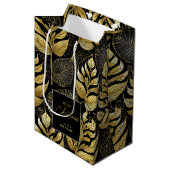 Zwart Goud Kerstmispatroon#29 ID1009 Medium Cadeauzakje (Voorkant Gekanteld)