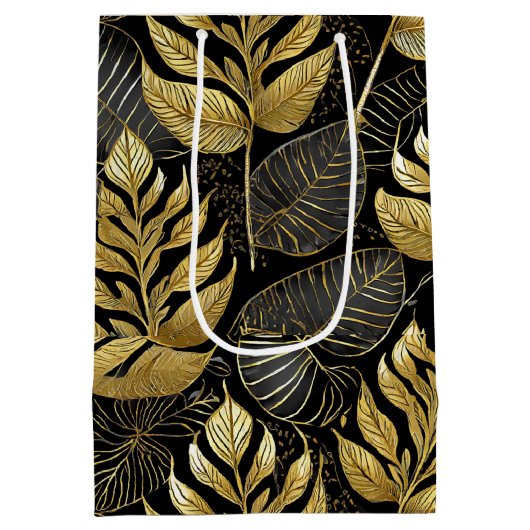 Zwart Goud Kerstmispatroon#29 ID1009 Medium Cadeauzakje (Achterkant)