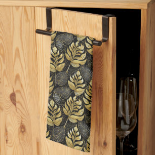 Zwart Goud Kerstmispatroon#29 ID1009 Theedoek