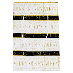 Zwart Goud Kerstmispatroon#35 ID1009 Medium Cadeauzakje