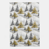 Zwart Goud Kerstmispatroon#4 ID1009 Theedoek (Verticaal)