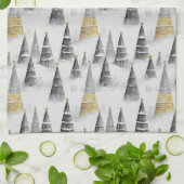 Zwart Goud Kerstmispatroon#8 ID1009 Theedoek (Gevouwen)