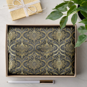 Zwart Goud Kerstpatroon#30 ID1009 Tissuepapier