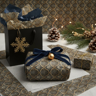 Zwart Goud Kerstpatroon#31 ID1009 Tissuepapier