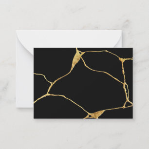 Zwart Goud Kintsugi Oude Kintsukuroi Notitiekaartje