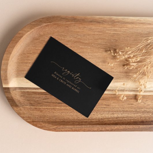 Zwart Goud Klassieke Bruiloft Gift Registry Informatiekaartje