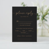 Zwart Goud Klassieke Bruiloft Menu Keuze RSVP (Staand voorkant)