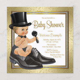 Zwart Goud Klein Man Baby shower Kaart