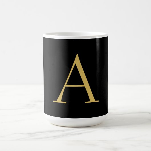 Zwart Goud Kleur Monogram Professioneel Koffiemok (Center)