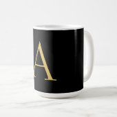 Zwart Goud Kleur Monogram Professioneel Koffiemok (Voorkant rechts)