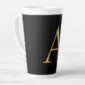 Zwart Goud Kleur Monogram Professioneel Latte Mok (Linkerhoek)