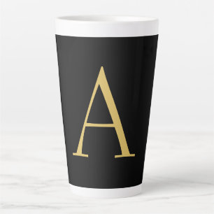 Zwart Goud Kleur Monogram Professioneel Latte Mok