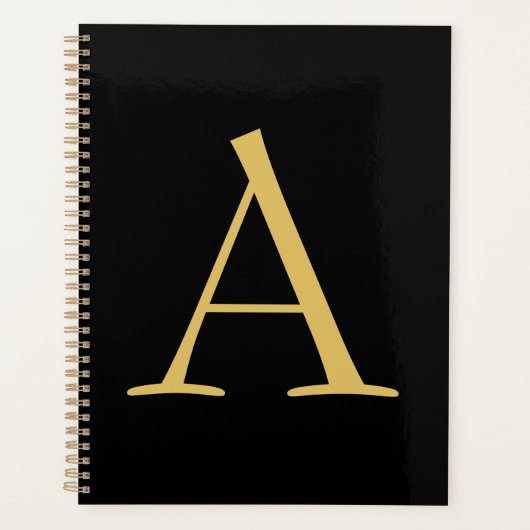 Zwart Goud Kleur Monogram Professioneel Planner (Voorkant)