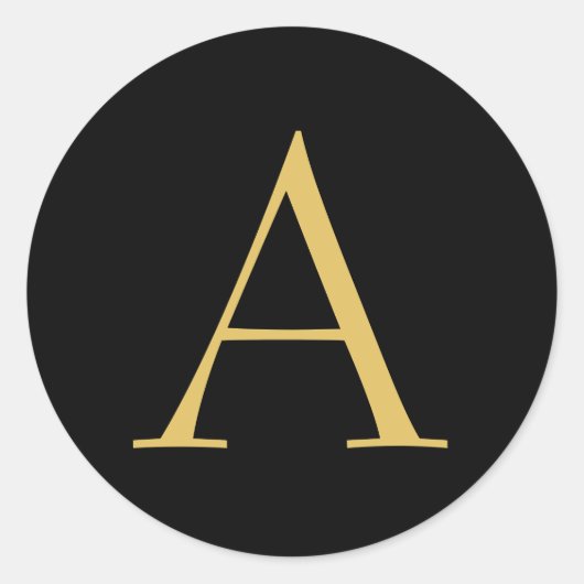 Zwart Goud Kleur Monogram Professioneel Ronde Sticker (Voorkant)