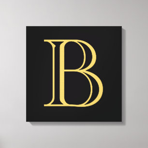 Zwart Goud Kleur Monogram Professionele Kalligrafi Canvas Afdruk