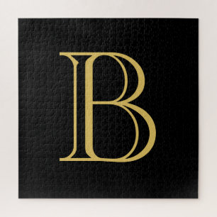 Zwart Goud Kleur Monogram Professionele Kalligrafi Legpuzzel