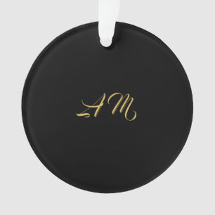 Zwart Goud Kleuren Monogram Initiaal Kalligrafie Ornament