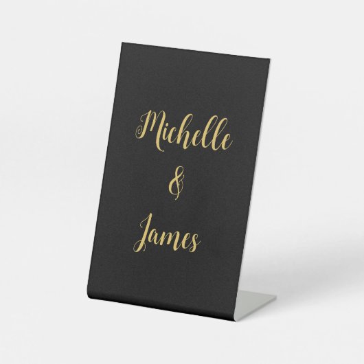 Zwart & Goud Kleuren Professioneel Trendy Modern Reclamebord Met Voetstuk (Voorkant)