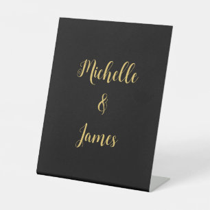 Zwart & Goud Kleuren Professioneel Trendy Modern Reclamebord Met Voetstuk