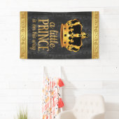 Zwart Goud Kroonprins Baby shower Spandoek (Insitu)