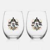 Zwart & Goud Land Bruiloft Wijnglas Zonder Voet (Voorkant)