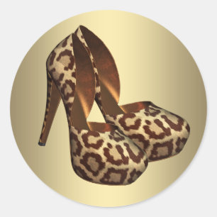 Zwart Goud Leopard Hoge Hiel Schoen Stickers