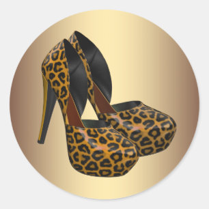 Zwart Goud Leopard Hoge Hiel Schoen Stickers