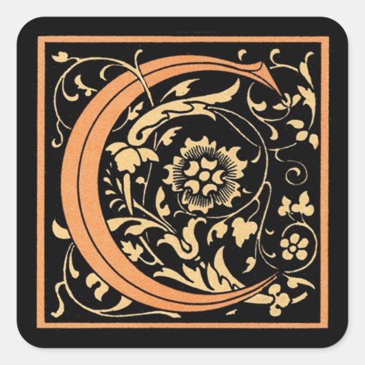  Zwart & Goud Letter ‘C’ - Sticker (Voorkant)