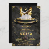 Zwart & Goud Leuk Moslim Kind Ameen Uitnodiging (Voorkant / Achterkant)