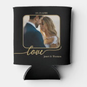 Zwart Goud Liefde Script Huwelijksfoto Blikjeskoeler (Voorkant)