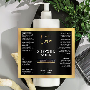 Zwart & Goud Logo 6.7oz 8oz Cosmetische Fles Label Sparkling Wijnetiket