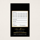 Zwart & Goud Logo Haarextensies Maat Hang Label Visitekaartje (Achterkant)