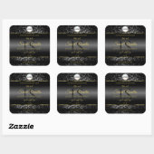 Zwart Goud Logo Initialen Glitter Product Labels (Vel)