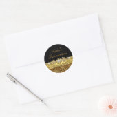 Zwart & Goud Luipaard Quinceanera Sticker (Envelop)