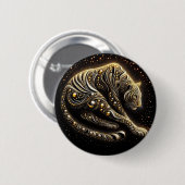 Zwart & Goud Luipaard Ronde Button 5,7 Cm (Voorkant /achterkant)