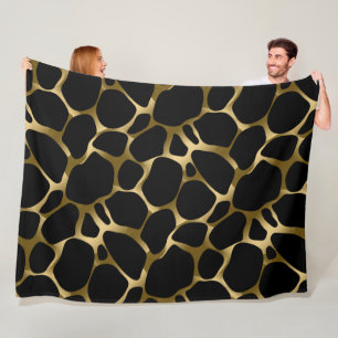 Zwart & goud luipaardprintpatroon fleece deken